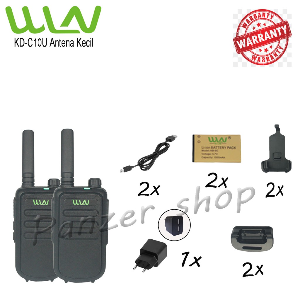 Walkie Talkie WLN HT Two-Way Radio KD-C10U - HITAM ( Antena Kecil )Kapasitas Baterai 1500mAh