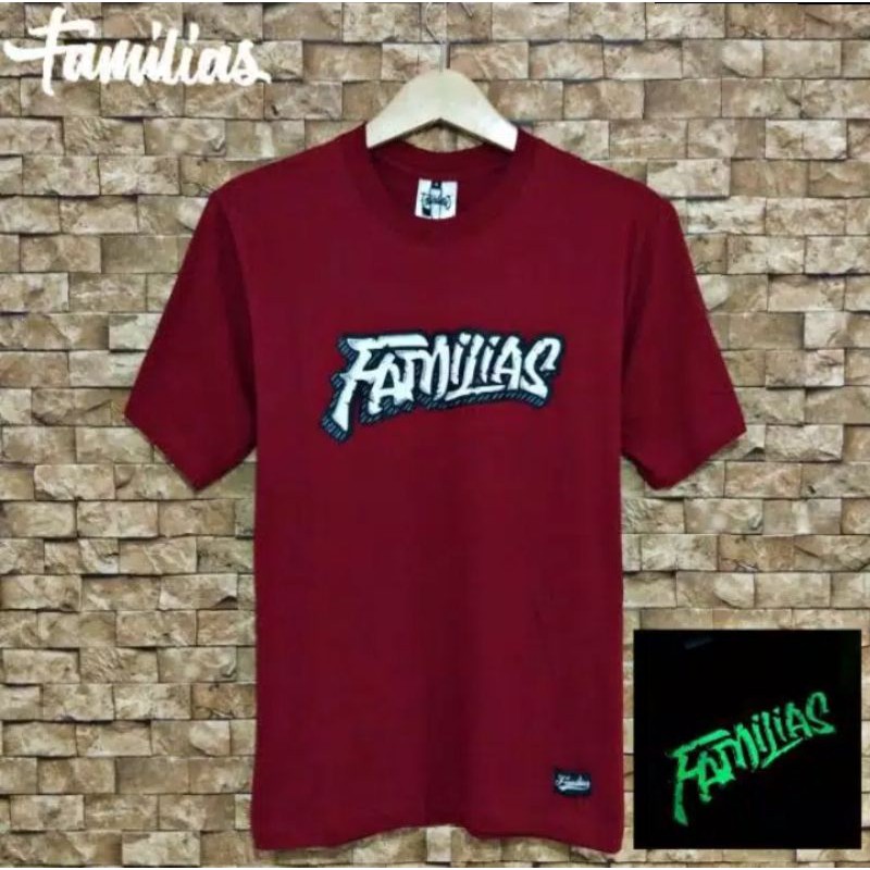 kaos distro Familias sablon glow in the dark kaos murah kaos pria size M L XL