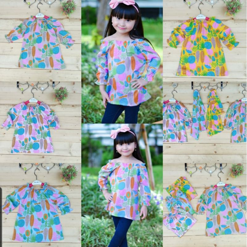 Atasan Sabrina Anak/Blouse Anak Cewek All Size 2-4 Tahun