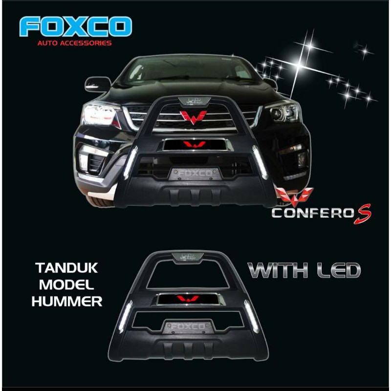 tanduk depan bumper depan Wuling Confero model Hummer with LED foxco