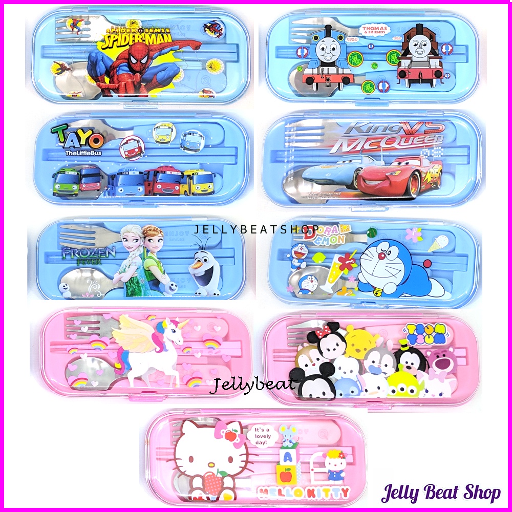 ALAT MAKAN ANAK SET KARAKTER SPIDERMAN LITTLE PONY CARS UNICORN FROZEN