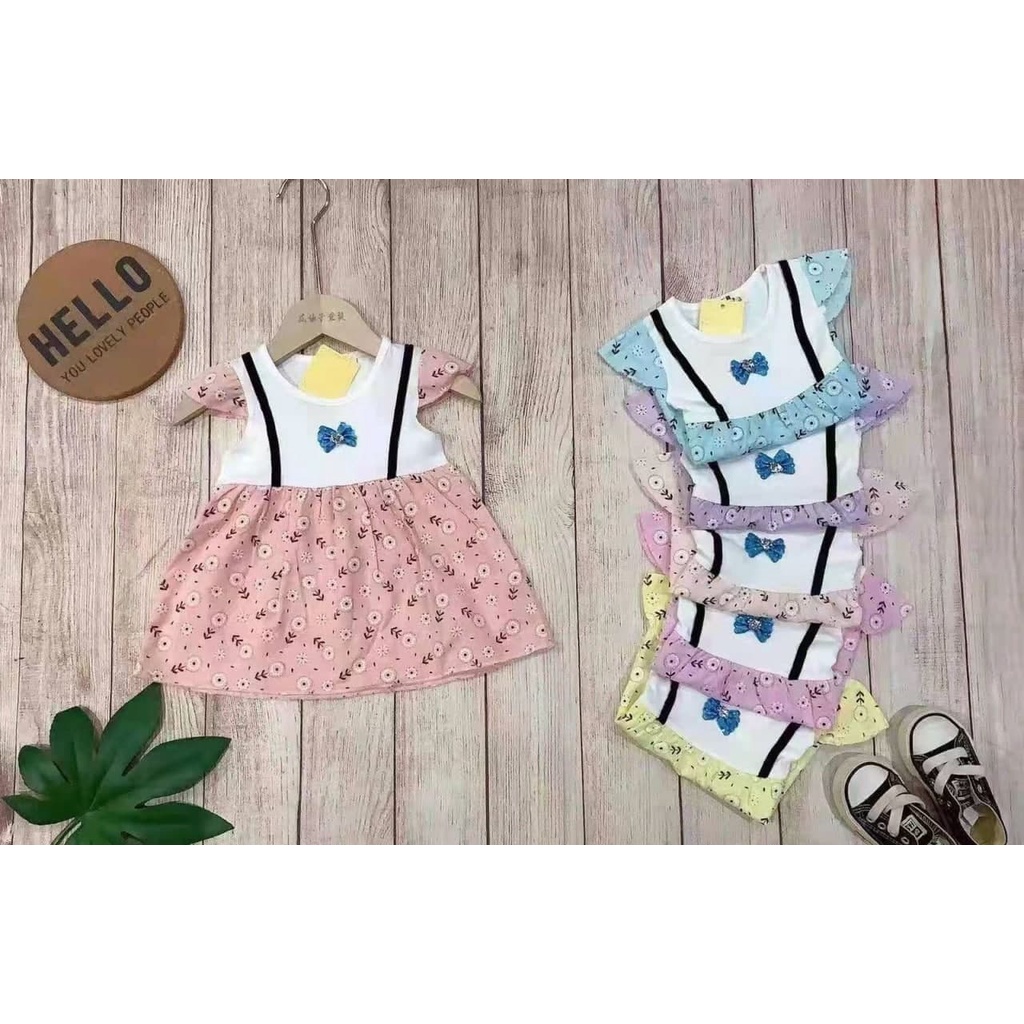 Promo !! Dress Anak Perempuan Import / dress mixed baby cute Ukuran 1-3th  / Baju Anak Perempuan Imut