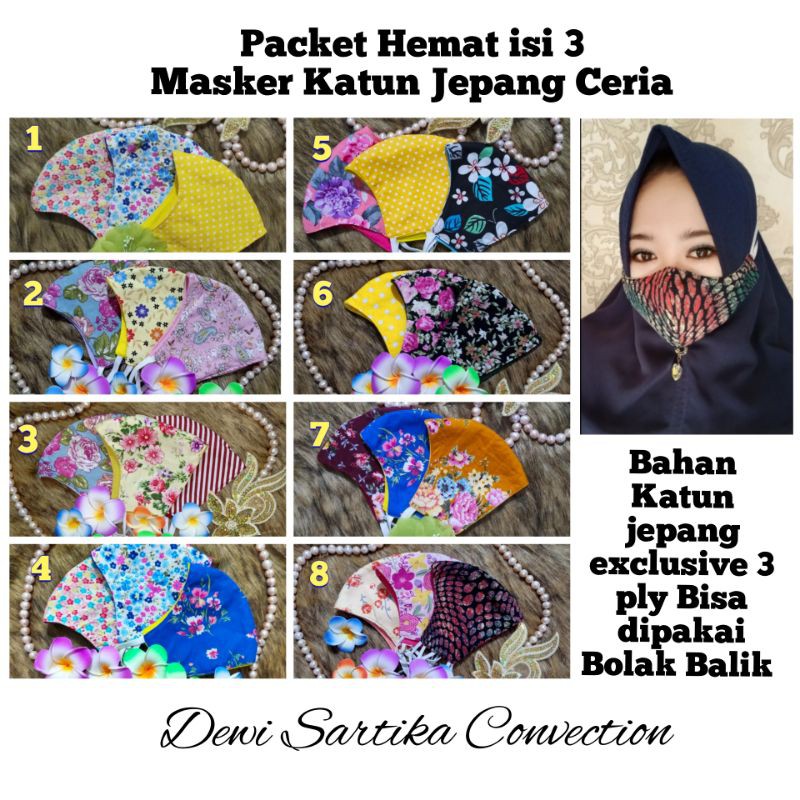 paket masker isi 3 katun jepang