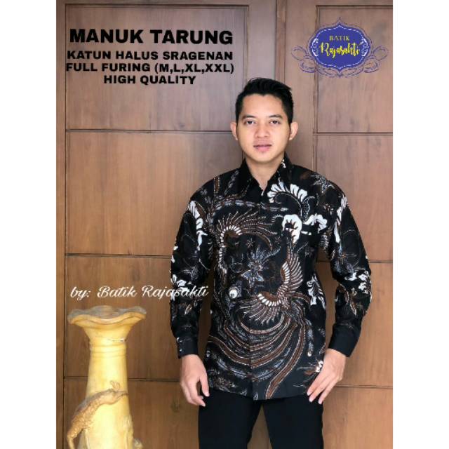 Batik Solo MANUK TARUNG Kemeja Pria Katun Halus Sragenan Full Furing