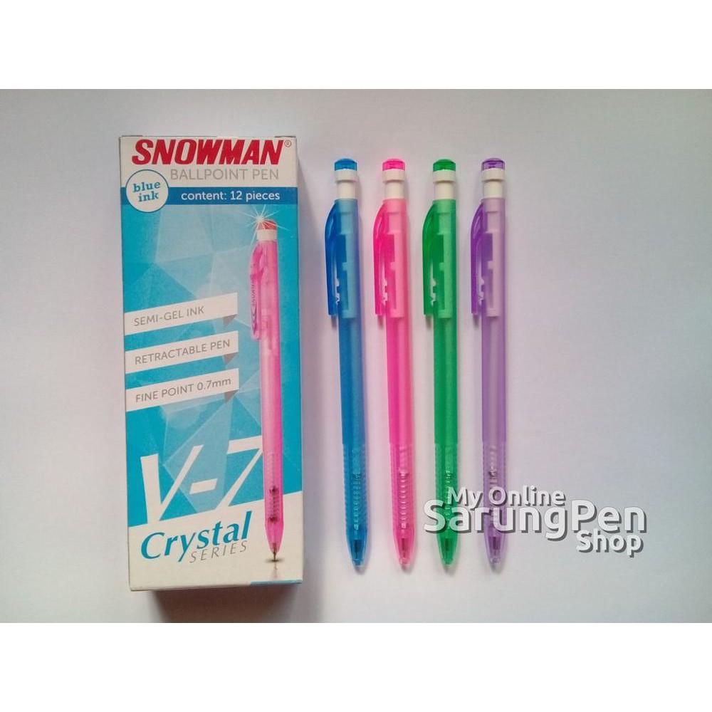 

Pulpen/bolpoin/pena/Ballpoint Pen Snowman V-7 Crystal Series Blue Ink (Tinta Biru) 0.7