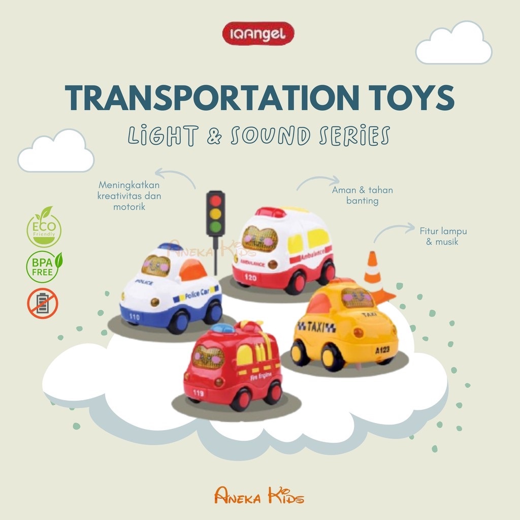 IQ Angel Transportation Toys - Light &amp; Sound Car Series - -- Mainan Mobil Anak