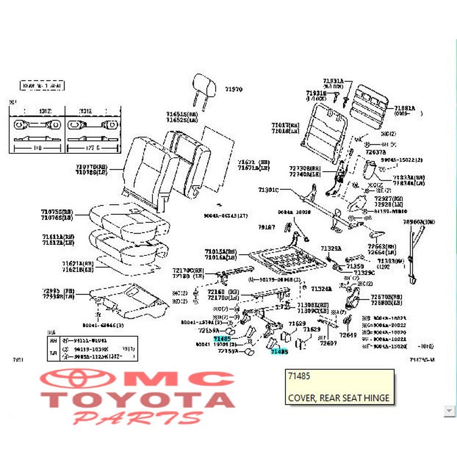 Tutup Cover Baut Jok Tengah Avanza Xenia Rush Terios 71485-BZ040-E0