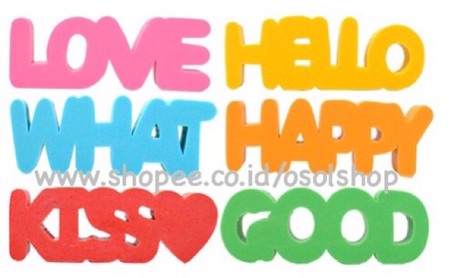 Penghapus Kata love what kiss hello happy good / words eraser cute Lucu unik murah