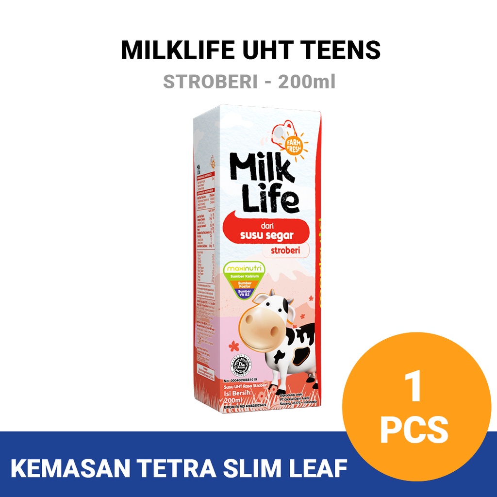 

MilkLife Stroberi - UHT Teens [1 pcs/Tetra Slim Leaf 200 ml]