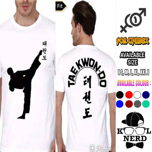 KAOS DISTRO BELA DIRI TAEKWONDO SABLON DEPAN BELAKANG DESAIN KEREN HARGA MURAH