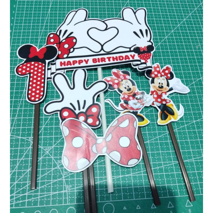 

topper cake minnie / hiasan kue / topper happy birthday