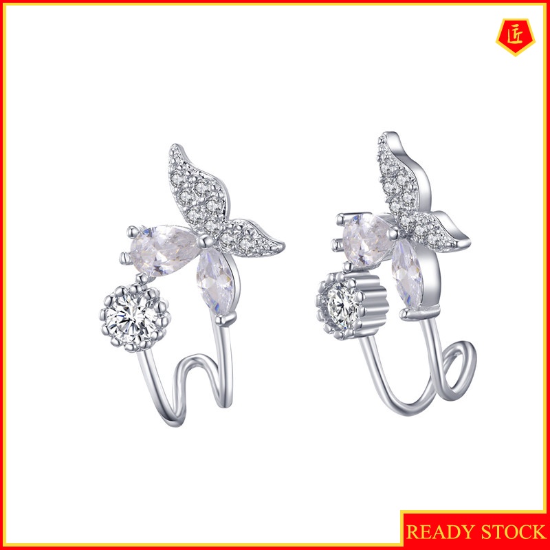 [Ready Stock]Creative Butterfly Elf Diamond Stud Earrings for Women