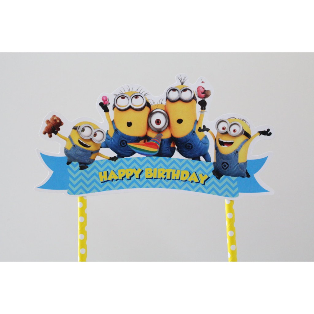 cake topper minion / tusukan kue minion / hiasan kue minion / cake topper custom nama