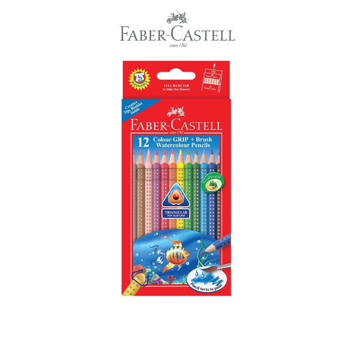 

WARNAPENSIL- FABER-CASTELL COLOUR GRIP WATERCOLOUR PENCILS 12L -PENSIL WARNA