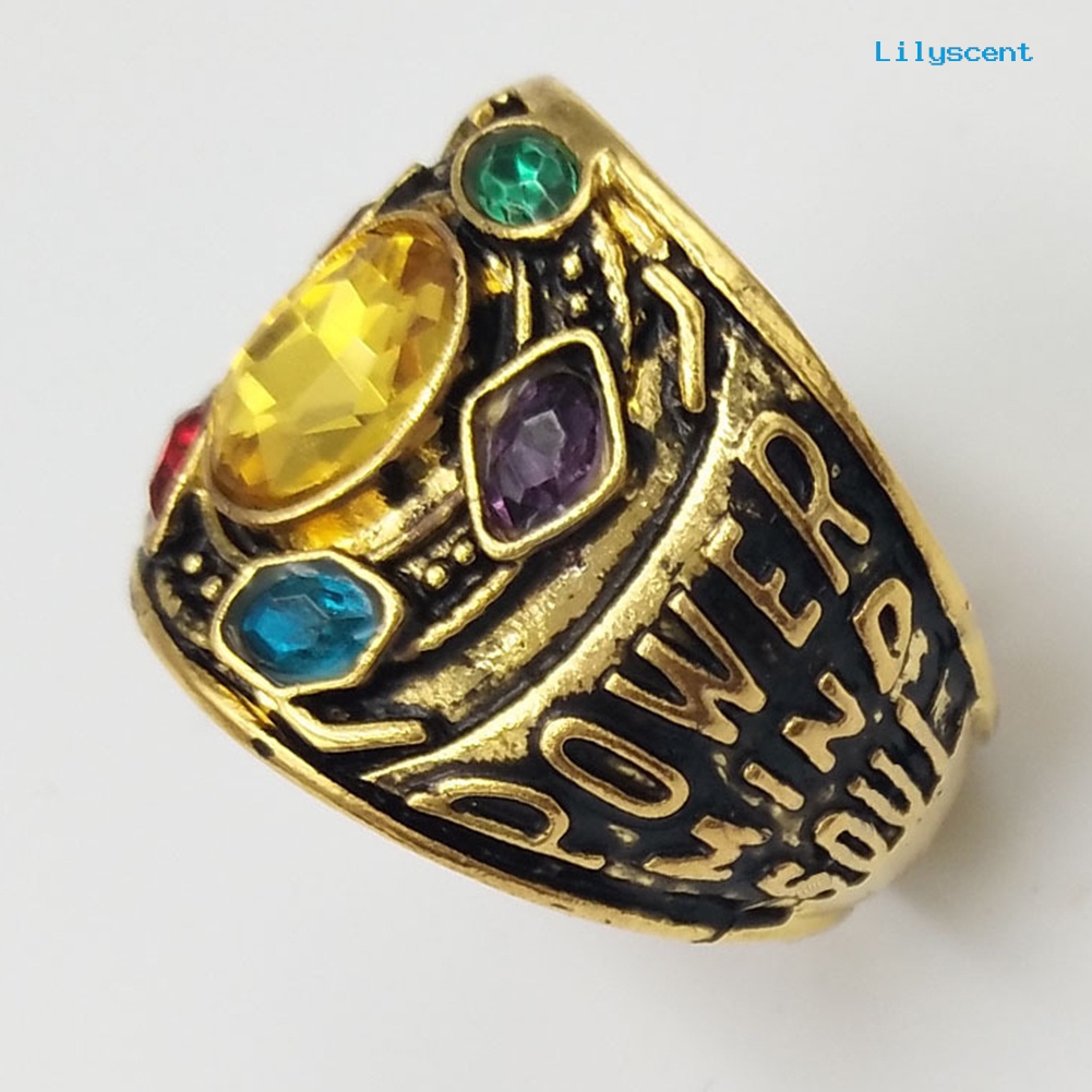 Ls Cincin Motif Tulisan Power Mind Soul Infinity War Thanos Warna-Warni Untuk Pria