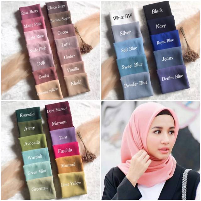 Jilbab Segiempat Polycotton Bella Square /  HAICON Hijab MURAH SEGI 4 SIFON HIJAB