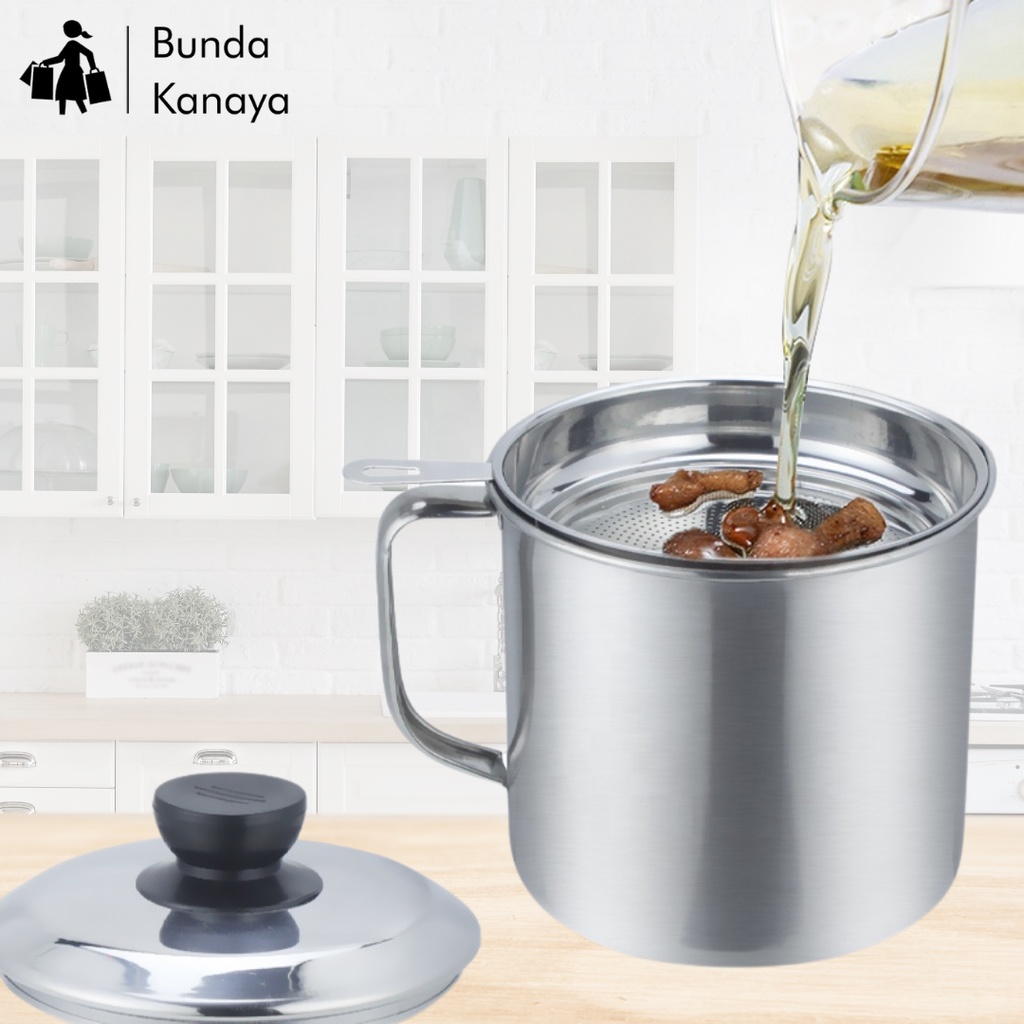 Bunda Kanaya Oil Pot Saringan Tempat Minyak 1200ml Stainless Steel