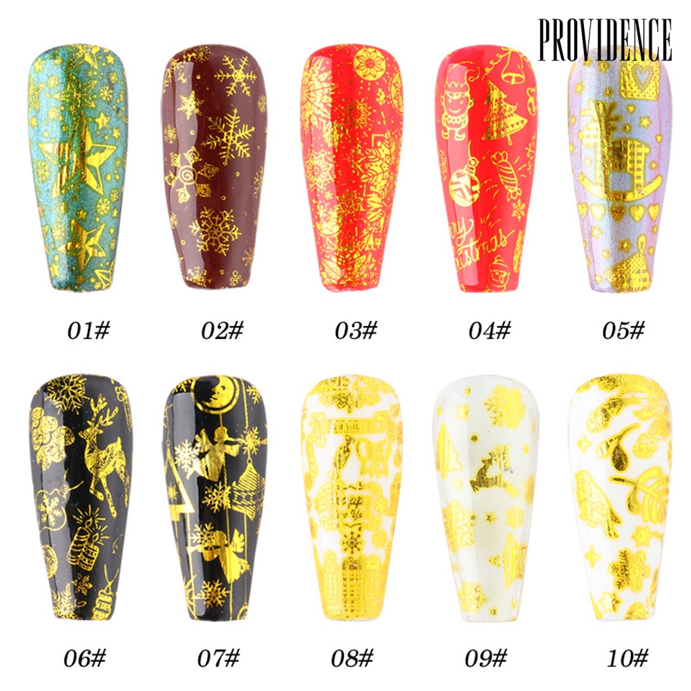 Providence 10Pcs Christmas Snowflake Transfer Foil Nail Art Decal Stickers Manicure Decor