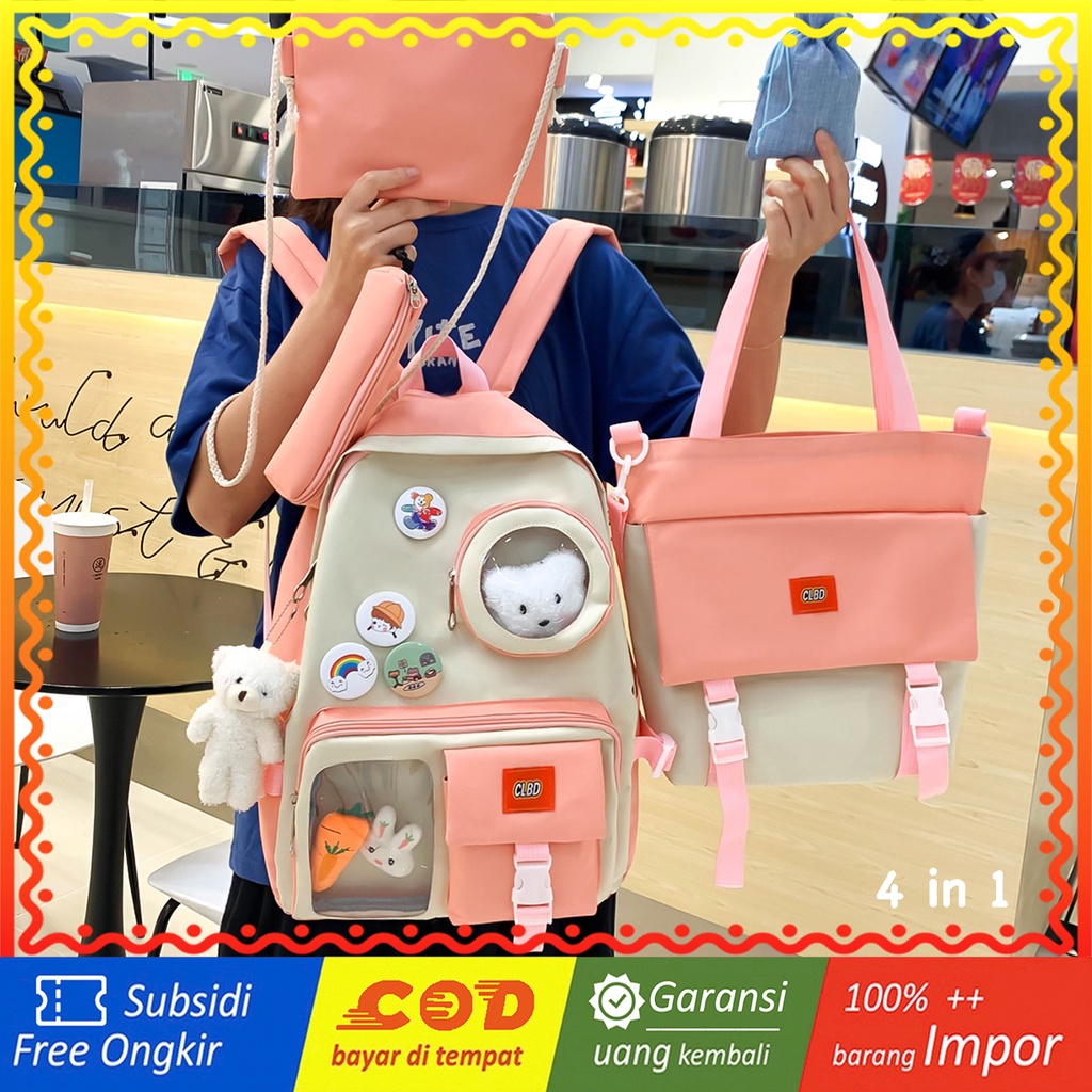 WYK117 Tas Lengkap 4 in 1 Set Ransel Wanita CLBD Impor TKM