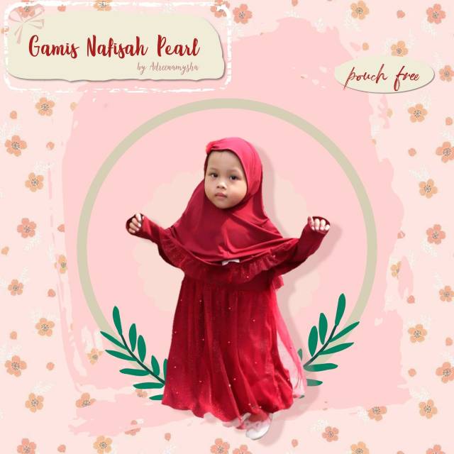 Gamis Nafisah Pearl Size 3-6 Tahun gamis mutiara anak