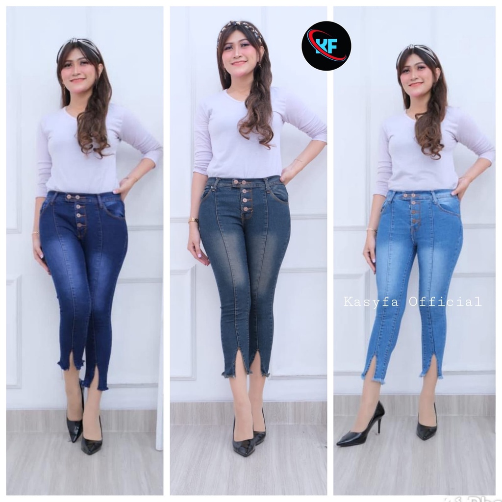 RANNU CELANA JEANS HIGHWAIST 7/9 KANCING 5 BELAH TULANG