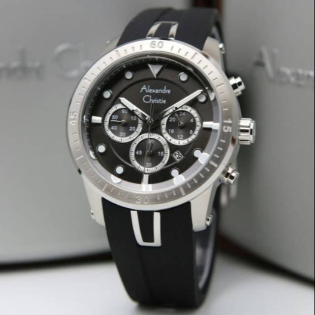 Jam Tangan Pria Original Alexandre Christie AC 6533 MC SILVER BLACK Garansi Resmi 1Tahu