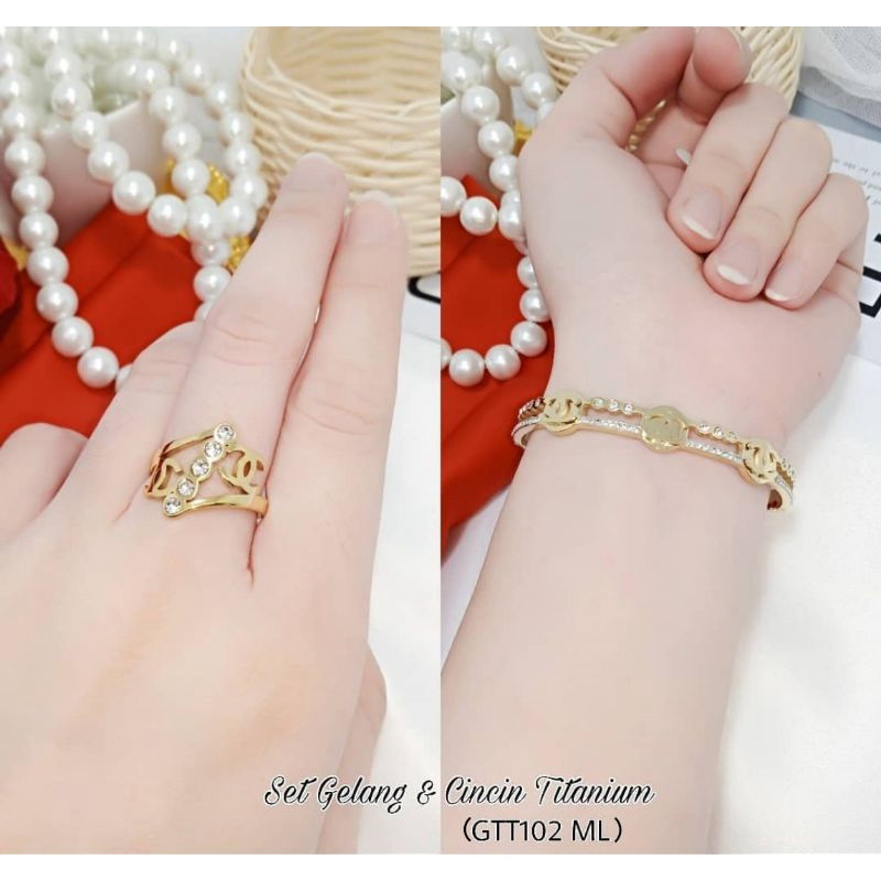 Gelang Wanita Titanium Dan Cincin Titanium GTT102 ML