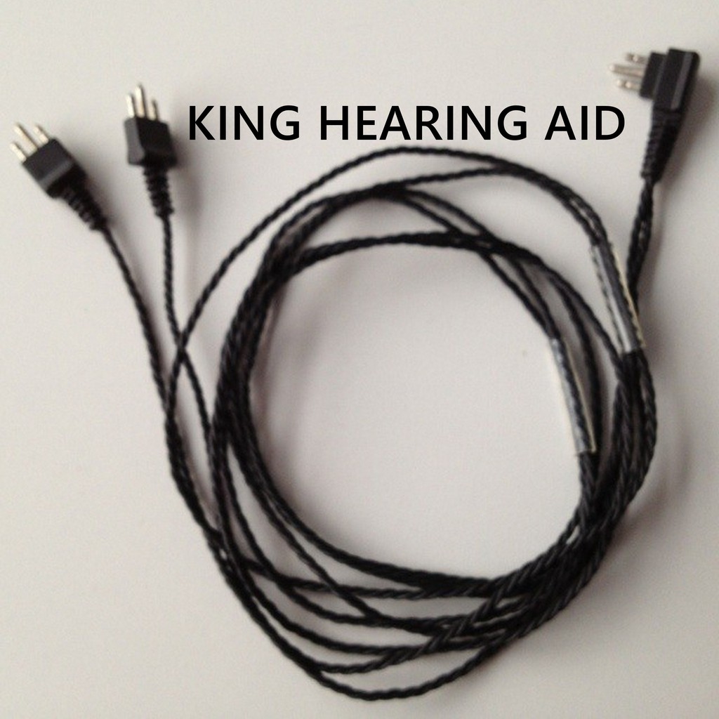 Kabel Hitam Alat Bantu Dengar 3 Pin cabang kanan-kiri untuk Hearing Aid Pocket Saku Cord lubang colokan 3 pin Kabel Alat Pendengaran