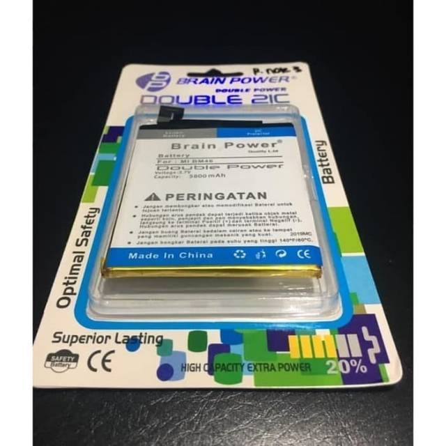 Baterai Batre Brain Power Xiaomi Redmi Note 3 BM46 5800Mah Double Power