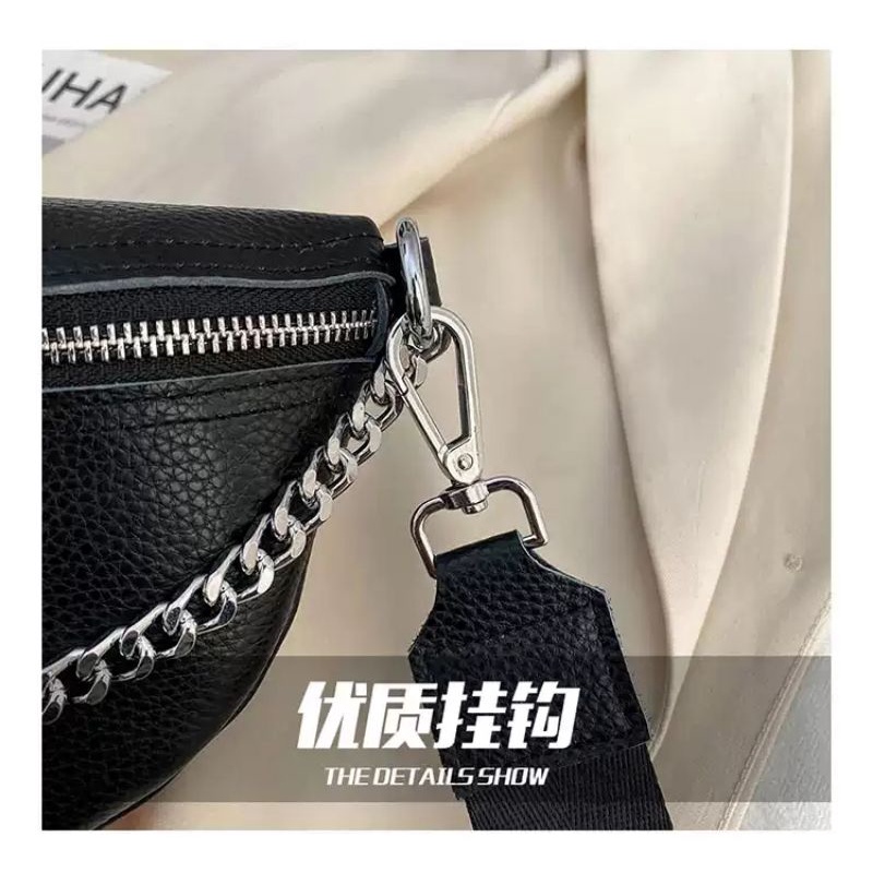 Tas Selempang Wanita Terbaru Tas Mini Tas Selempang Terlaris Waistbag Wanita Tas Pinggang Wanita Bahan Tebal Tali RAntai Tas Kekinian Ala Korea