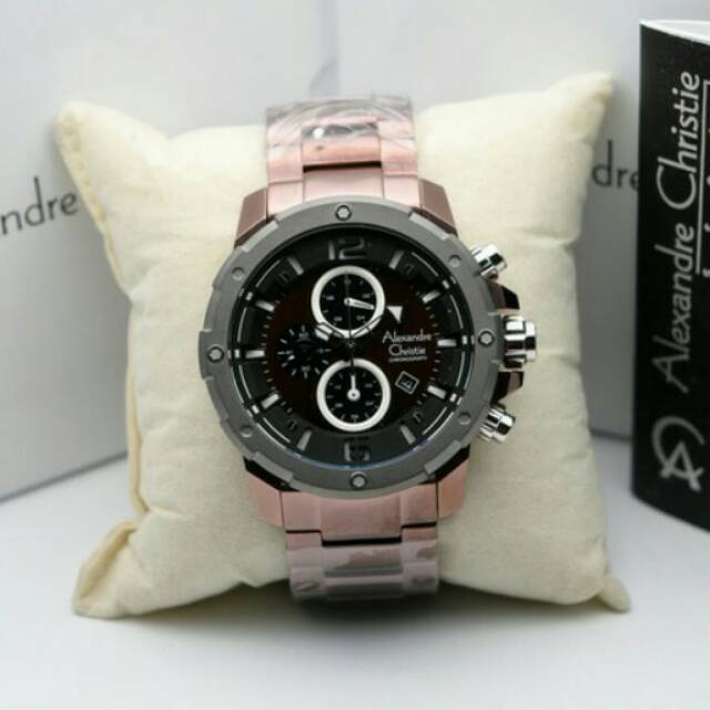Jam Tangan Pria Alexandre Christie AC 6410 Men Brown Original