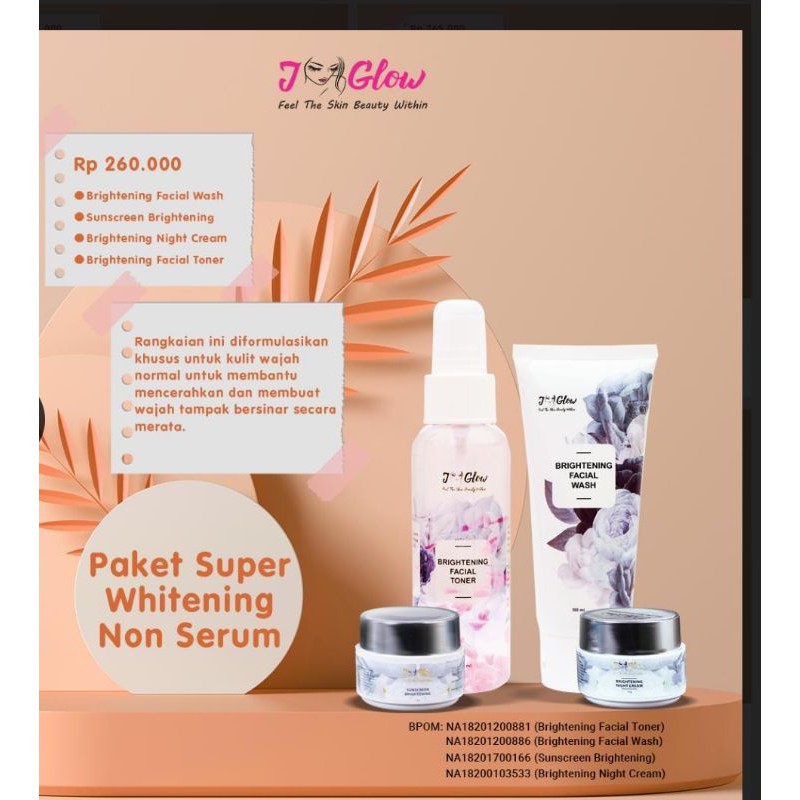 Jglow Skincare Paket Super no serum Whitening Skin Cream glowing(KEMASAN BARU RADIANCE NON SERUM)