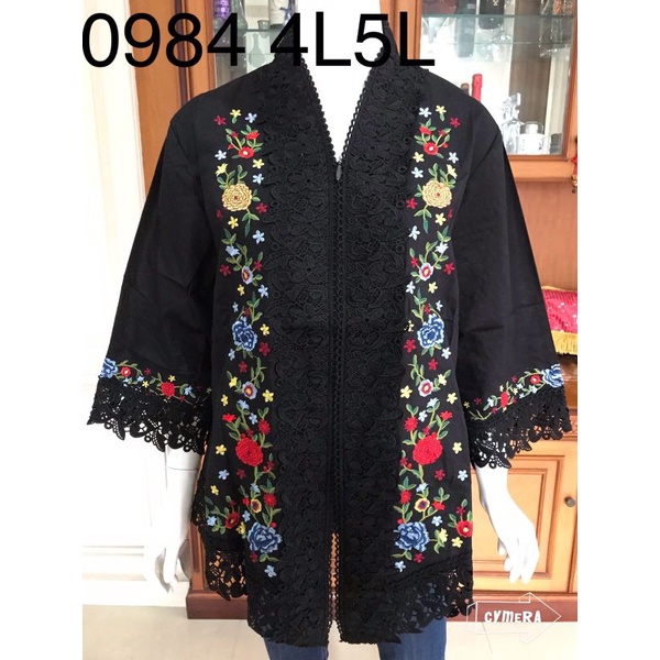 kebaya encim || kebaya alexuez jumbo hitam bordir 0984 4L 5L