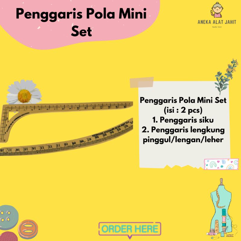 

Penggaris Pola Mini Set (2 pcs) / Penggaris siku / penggaris lengkung