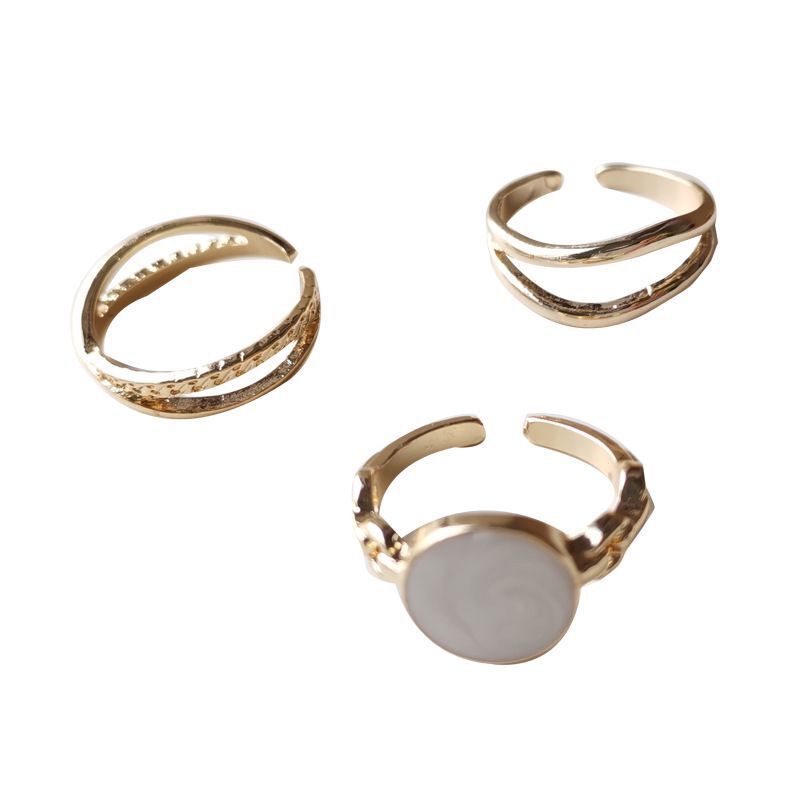 3PCS Korean Fashion Design Geometric Open Ring Temperament Ring Dongdaemun Index Finger Rings for Women