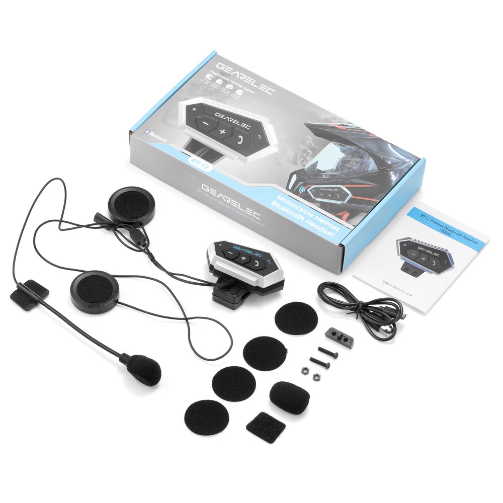 2000mAh Bluetooth 5.0 Headset Helm Sepeda Motor Headphone Sepeda Motor Nirkabel Tahan Air-2000mAh-silver