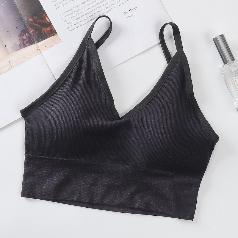 MURHOL Bra Wanita Pakaian Dalam V Neck Tanpa Kawat Fashion - BH1