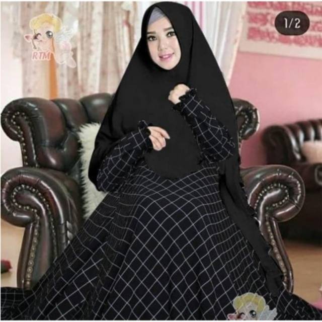 Fourfashion Gamis Tartan Monalisa Maxy Maxmara Maxy Square Kotak Dress Only