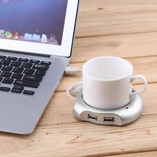 USB 2.0 Coffee Cup Warmer Pad with 4 USB Ports Hub pemanas kopi teh susu sangat praktis