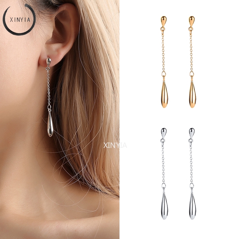 Anting Tetesan air Model Rumbai Panjang Gaya Korea Streamline Anting Wanita Hadiah