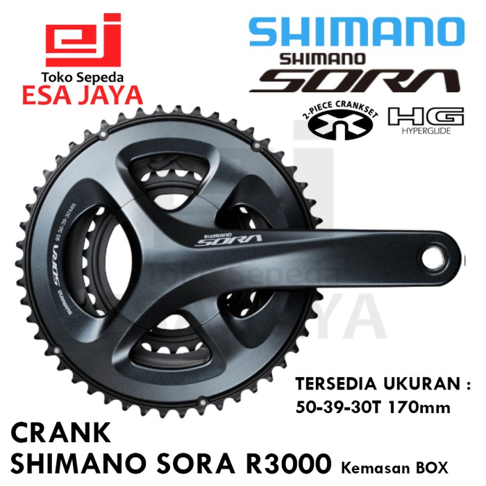 Crank Shimano SORA 50-39-30T Triple 170mm Kemasan BOX Original