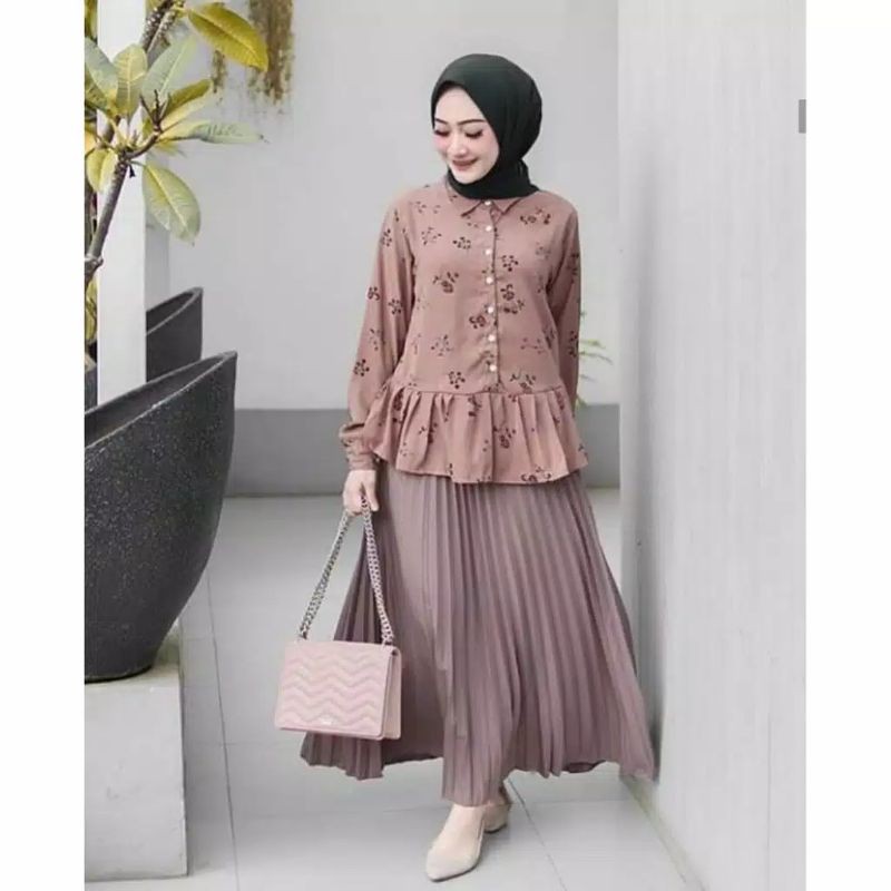 Rok Plisket Premium | Rok Plisket Hitam Putih Army Milo | Rok Plisket Wanita Jumbo | Rok Plisket