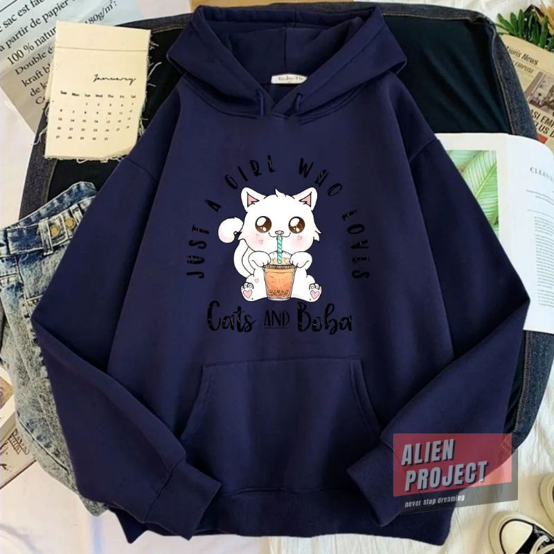 Alien Project Hoodie cat boba Hoodie cewek hoodie wanita murah