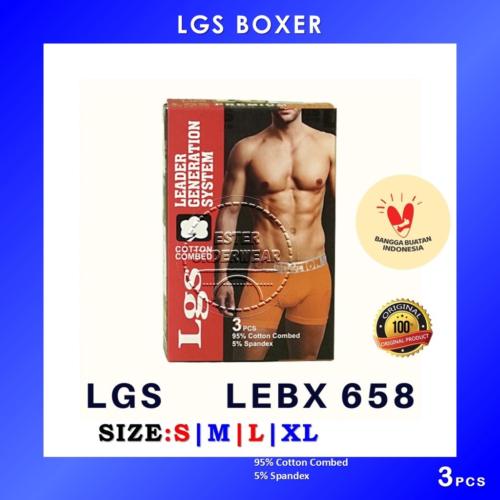 Celana Boxer Pria LGS 658 ISI 3Pcs|Celana dalam LGS Premium