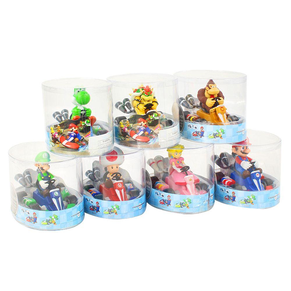 Rebuy Super Mario Anime Kart Pull Back Cars Mainan Action Figure Kreatif Luigi Jamur Model Monyet PVC Monkey Dragon Kart