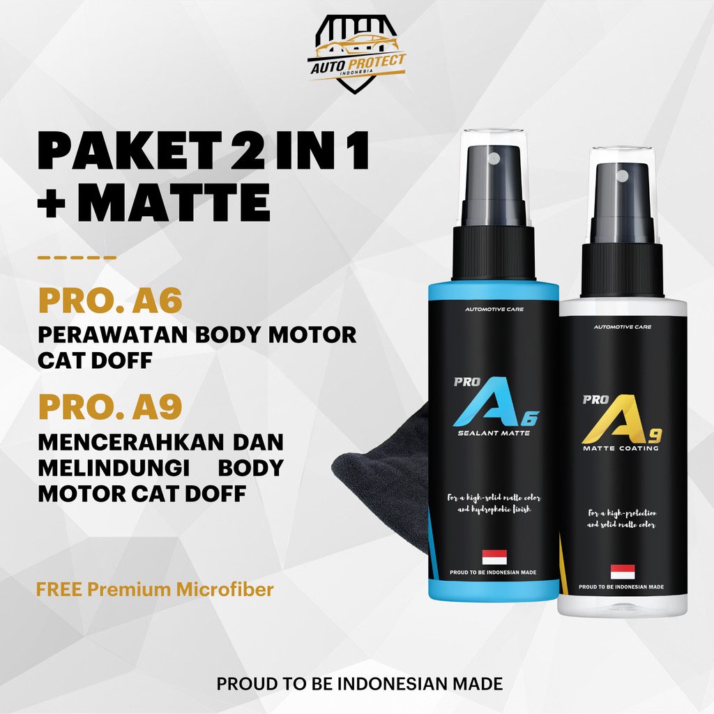 Kit Pengkilap Poles Body Nano Ceramic Coating Cat Matte Doff Motor Mobil | PAKET 2 in 1 Plus Matte