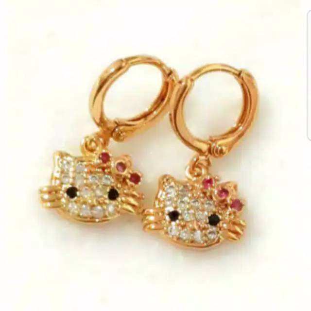 Anting hello Kitty xuping lapis emas