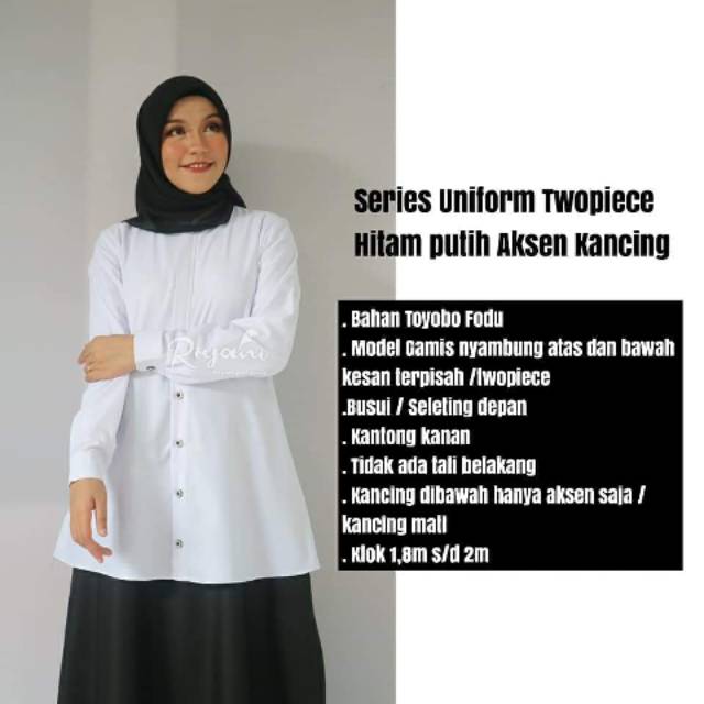 Gamis uniform By.Riyani gamis khaky, gamis Hitam putih