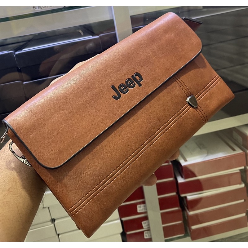 tas selempang pria handbag multifungsi kulit berkualitas Jeep pria/wanita