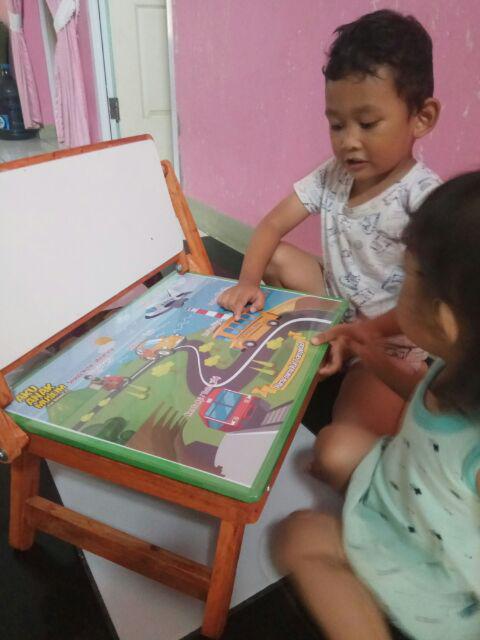 Meja Belajar Lipat Anak Meja Belajar Plus White Board Dengan Karakter Islami